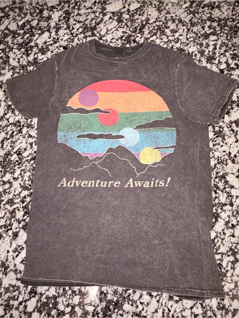 Vintage Wash Adventure Awaits Graphic T-Shirt – Unisex Small